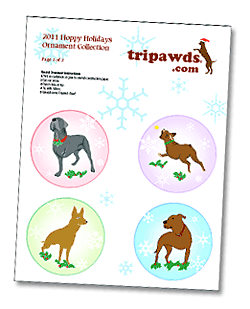 Thripawds Free three Legged Dog Ornament Templates